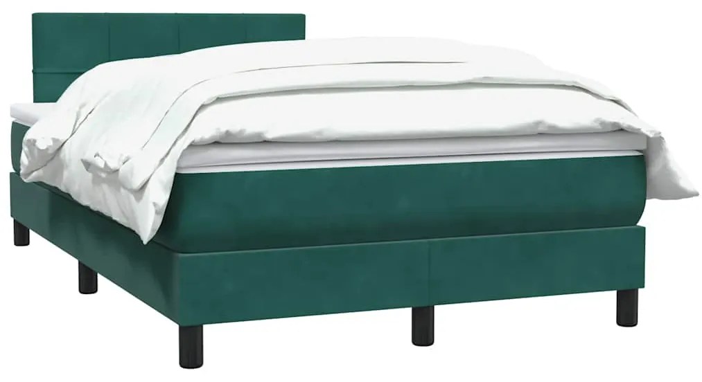 vidaXL Κρεβάτι Boxspring με Στρώμα Σκούρο Πράσινο 120x210εκ. Βελούδινο