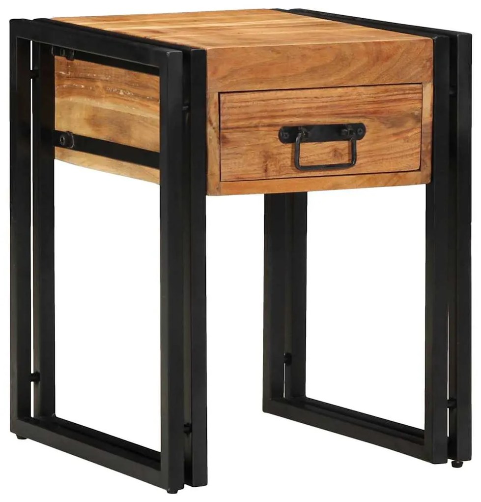vidaXL End Table Καφέ και Μαύρο 40 x 40 x 50 cm Στερεό Ξύλο Ακακίας