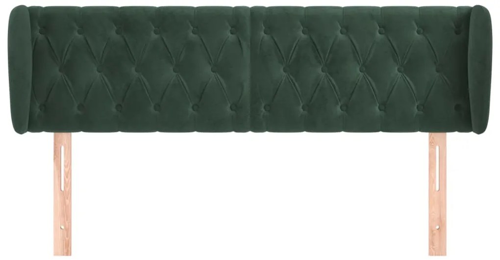 vidaXL Κεφαλάρι με Πτερύγια Σκούρο Πράσινο 163x23x78/88 εκ. Βελούδινο