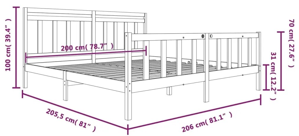 ΠΛΑΙΣΙΟ ΚΡΕΒΑΤΙΟΥ 200 X 200 ΕΚ. ΑΠΟ ΜΑΣΙΦ ΞΥΛΟ ΠΕΥΚΟΥ 3100978