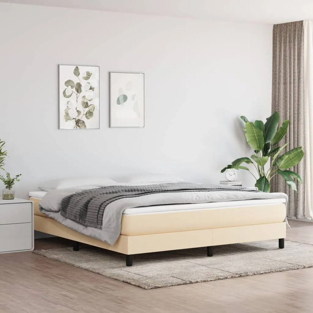 ΚΡΕΒΑΤΙ BOXSPRING ΜΕ ΣΤΡΩΜΑ ΚΡΕΜ 180X200 ΕΚ. ΥΦΑΣΜΑΤΙΝΟ 3144098