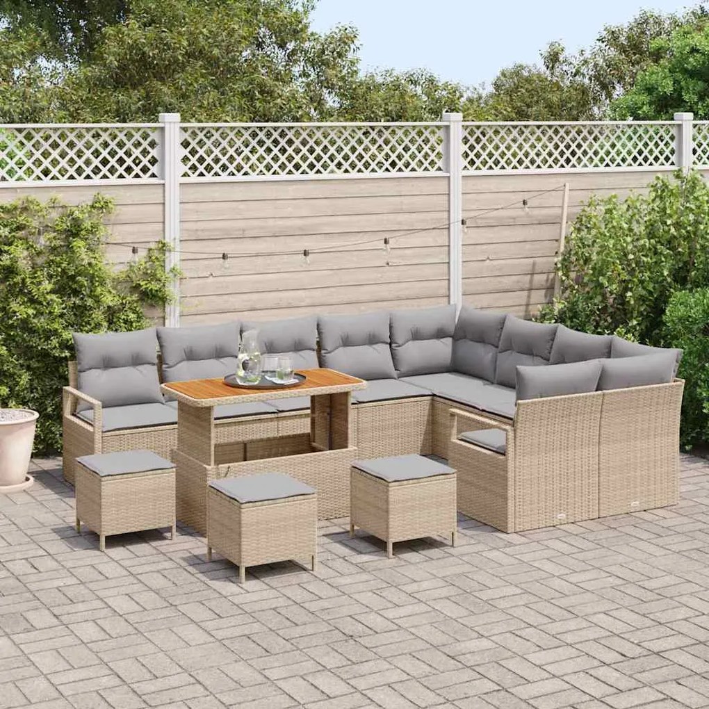 vidaXL Σετ Καναπέ Κήπου 13 pcs Μπεζ, Ανοιχτό Γκρι 110 x 55 x 71 εκ