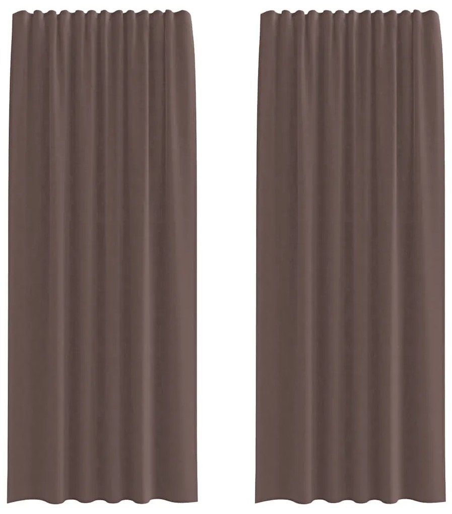 vidaXL Κουρτίνες Voile με τσέπες ράβδου 2 τεμάχια Καφέ