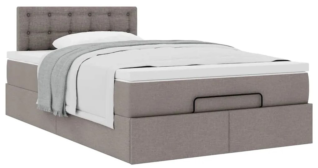 vidaXL Οθωμανικό κρεβάτι με στρώμα Taupe 120x190 cm Ύφασμα