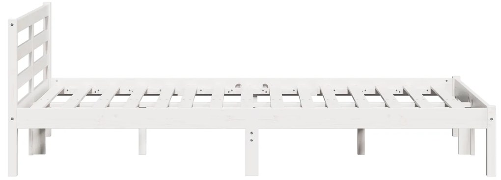 vidaXL Σκελετός Κρεβατιού με Κεφαλάρι Λευκό 160x210 εκ Μασίφ Ξύλο Πεύκου
