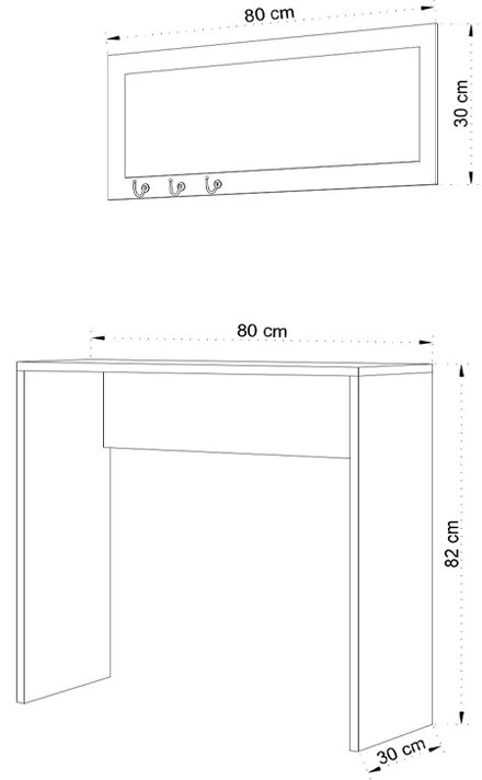 Κονσόλα με καθρέπτη Cosenza Megapap χρώμα oak 80x30x82εκ.