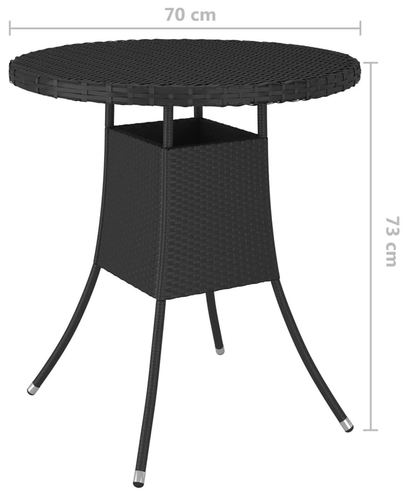 vidaXL Τραπεζαρία Κήπου Μαύρη 70 x 70 x 73 εκ. από Συνθετικό Ρατάν