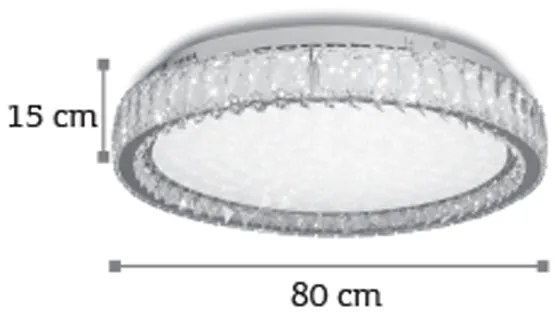 InLight Πλαφονιέρα οροφής LED 80W 4000K από χρώμιο μέταλλο και κρύσταλλα D:80cm (42013-Α)