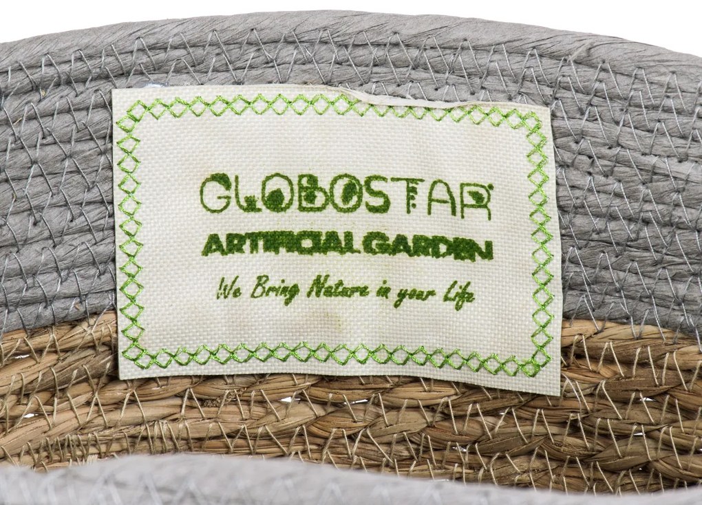 GloboStar® Artificial Garden SYROS 20283 Διακοσμητικό Πλεκτό Καλάθι - Κασπώ Γλάστρα - Flower Pot Μπεζ με Γκρι Φ28cm x Υ24cm