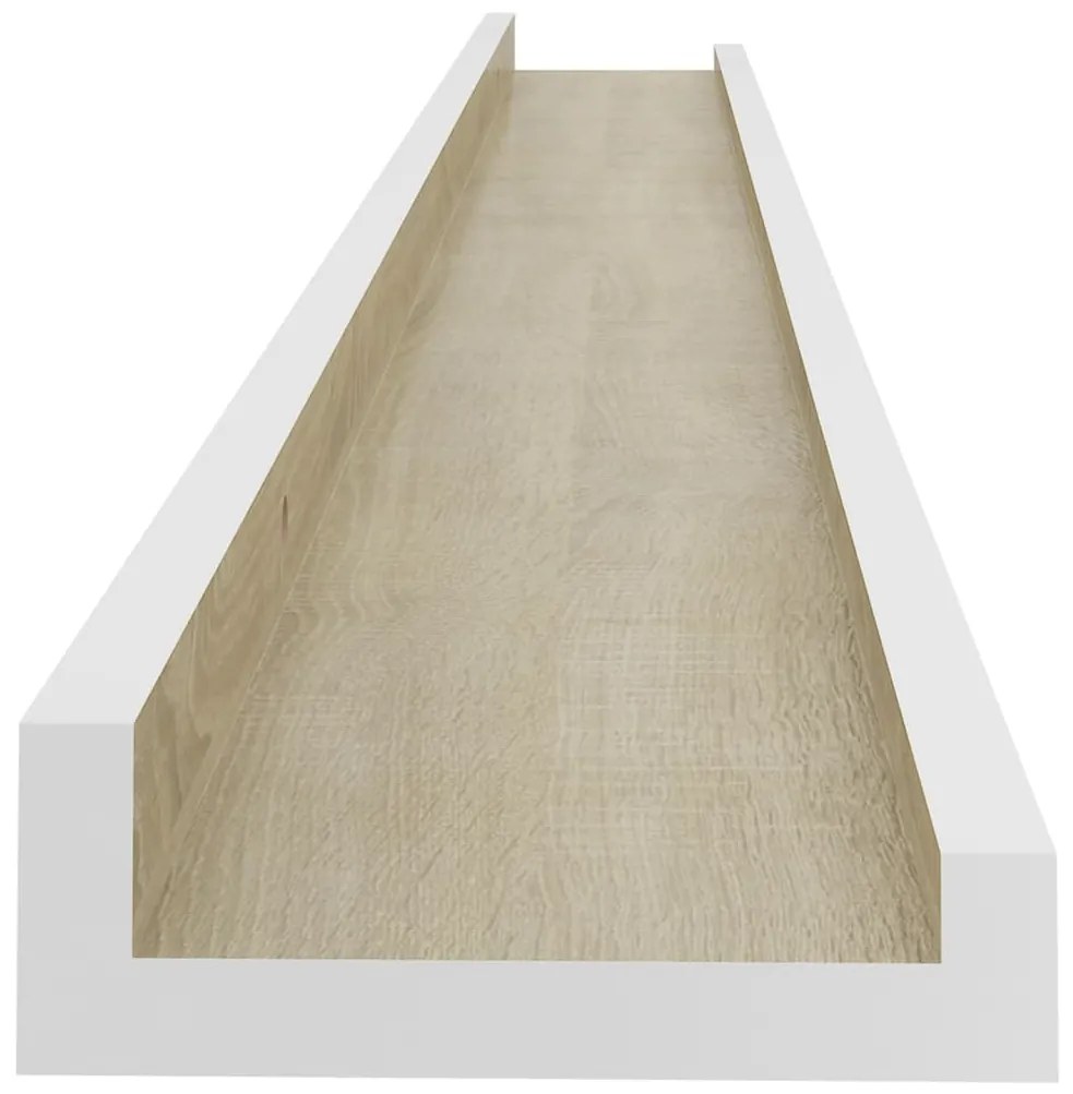 vidaXL Ράφια Τοίχου 2 τεμ. Λευκό και Sonoma Δρυς 100 x 9 x 3 εκ.