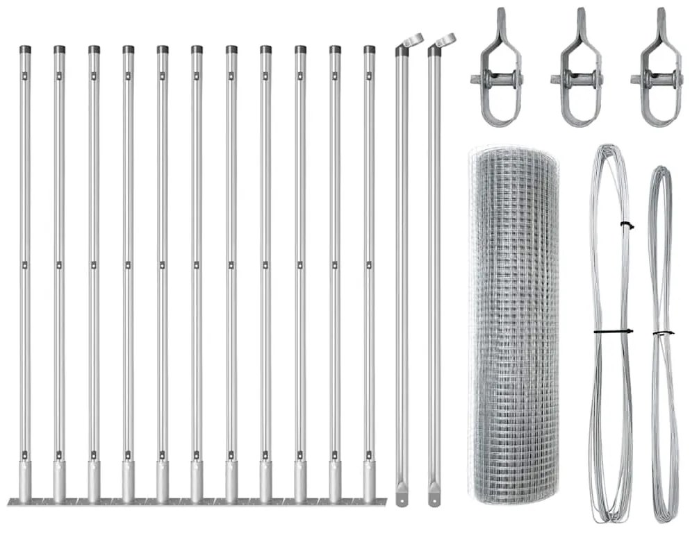 vidaXL Στύλος Περιφράξεων Ασημί 25 x 0,5 μ (12 x 12 mm πλέγμα) Ατσάλι