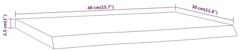 Ράφι Επιτοίχιο Ορθ. Live Edge 40x30x2,5 εκ. Μασίφ Ξύλο Ακακίας - Καφέ