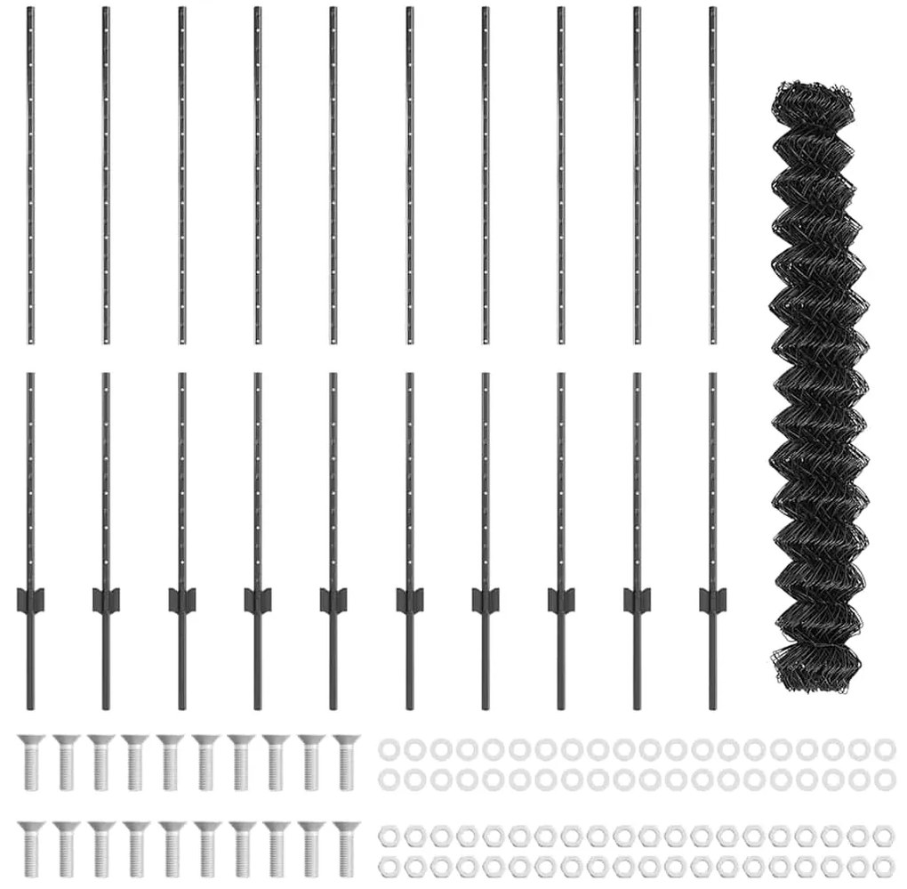 vidaXL Τεντώτο με στήριγμα Γκρι 1,4 x 10 m Χάλυβας και PVC