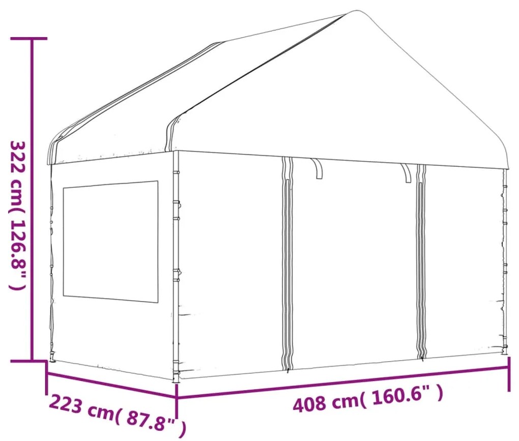 Κιόσκι με Τέντα Λευκό 6,69 x 4,08 x 3,22 μ. από Πολυαιθυλένιο - Λευκό