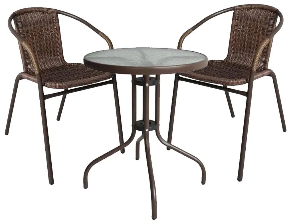 Σετ Τραπεζαρία Κήπου ArteLibre EARTH Μέταλλο Καφέ Με 2 Πολυθρόνες