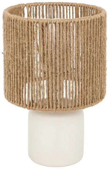 Pakoworld Επιτραπέζιο Φωτιστικό - Πορτατίφ 1xE14 Leyda Φ16x24εκ Κεραμικό Λευκό-Φυσικό Μπεζ 199-000677