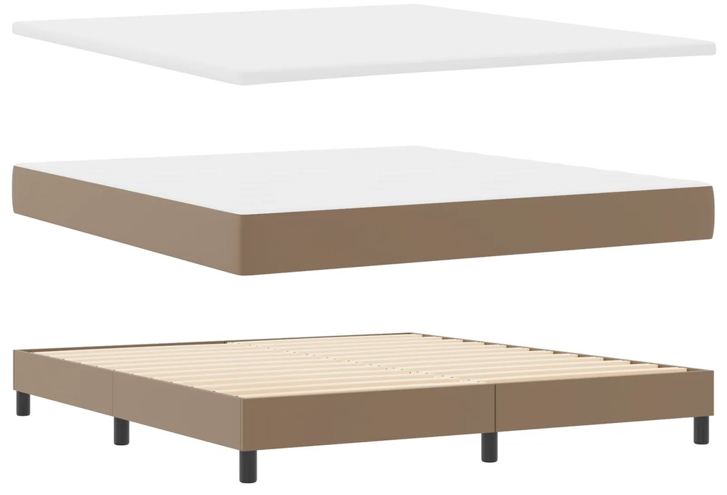 vidaXL Κρεβάτι με Στρώμα Box Spring σε Καπουτσίνο, Σούπερ Κινγκ μέγεθος, από Συνθετικό Δέρμα
