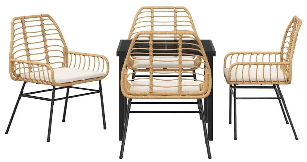 vidaXL Σέτ φαγητού για κήπο 5 pcs Καφέ συνθετικό ρατάν