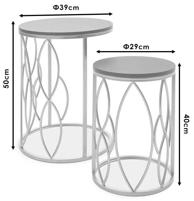 Βοηθητικά τραπέζια σαλονιού Zion I σετ 2 τεμ χρυσό-μαύρο 39x39x50 εκ.