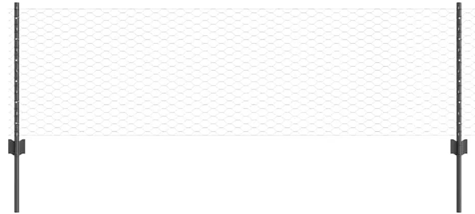 vidaXL Φράχτης με Στήλες. Γκρι 0.6 x 50 μ. Ατσάλι
