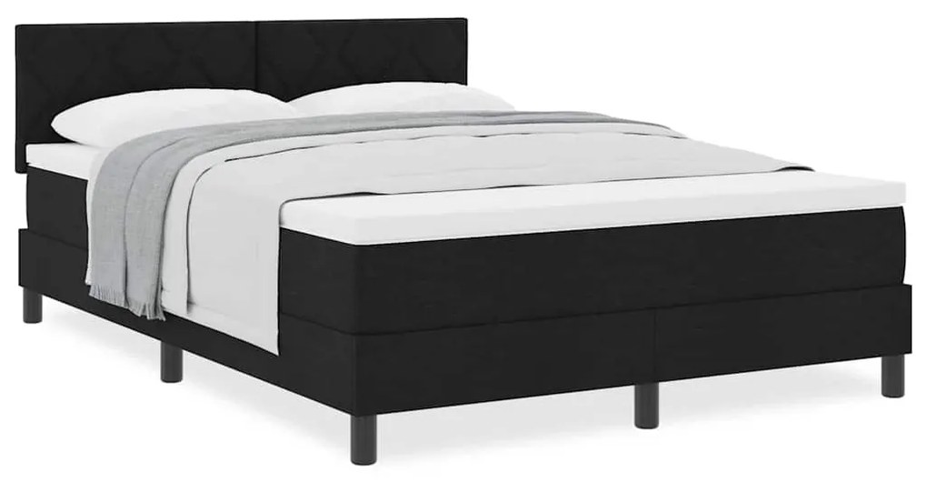 vidaXL Κρεβάτι box spring με στρώμα Μαύρο 140 x 200 cm ύφασμα