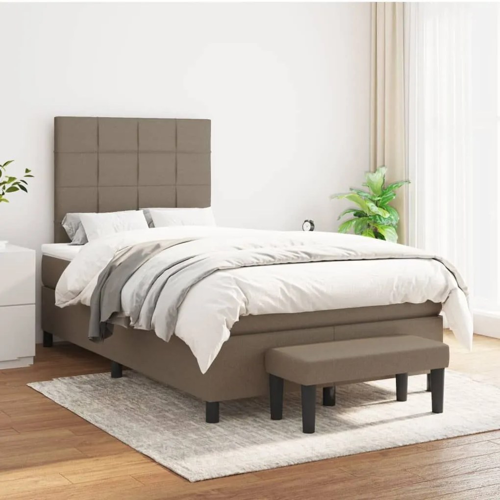 Κρεβάτι Boxspring με Στρώμα Taupe 120x190 εκ. Υφασμάτινο - Μπεζ-Γκρι