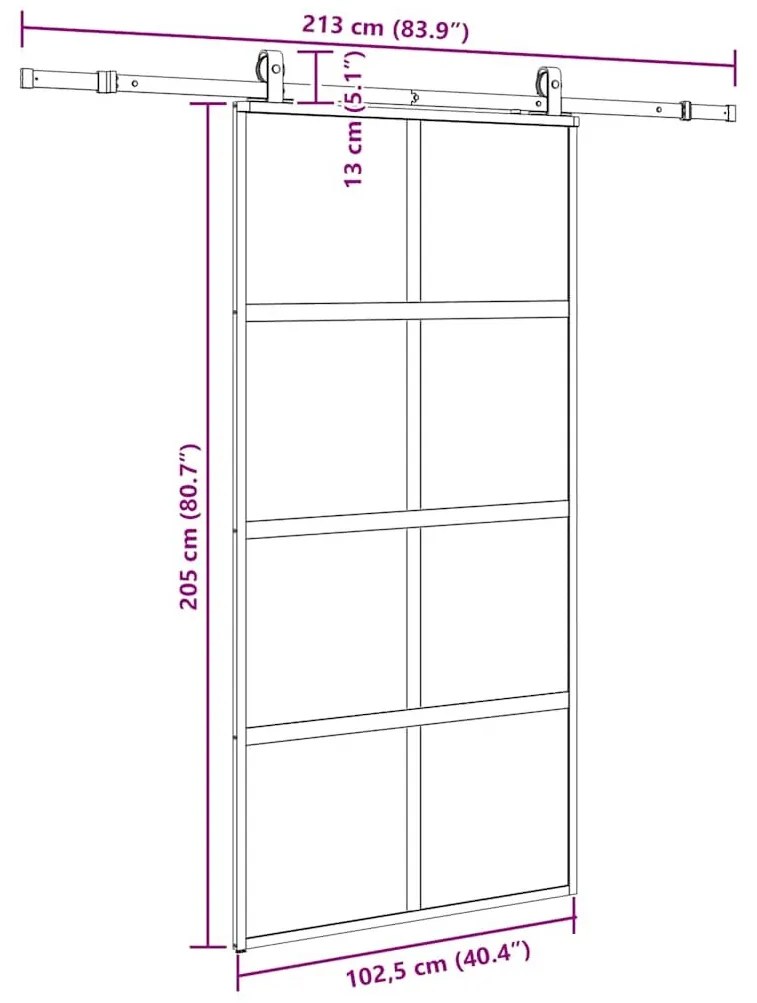 Σετ συρόμενης πόρτας με υλικό μαύρο 102,5x205 cm - Μαύρο