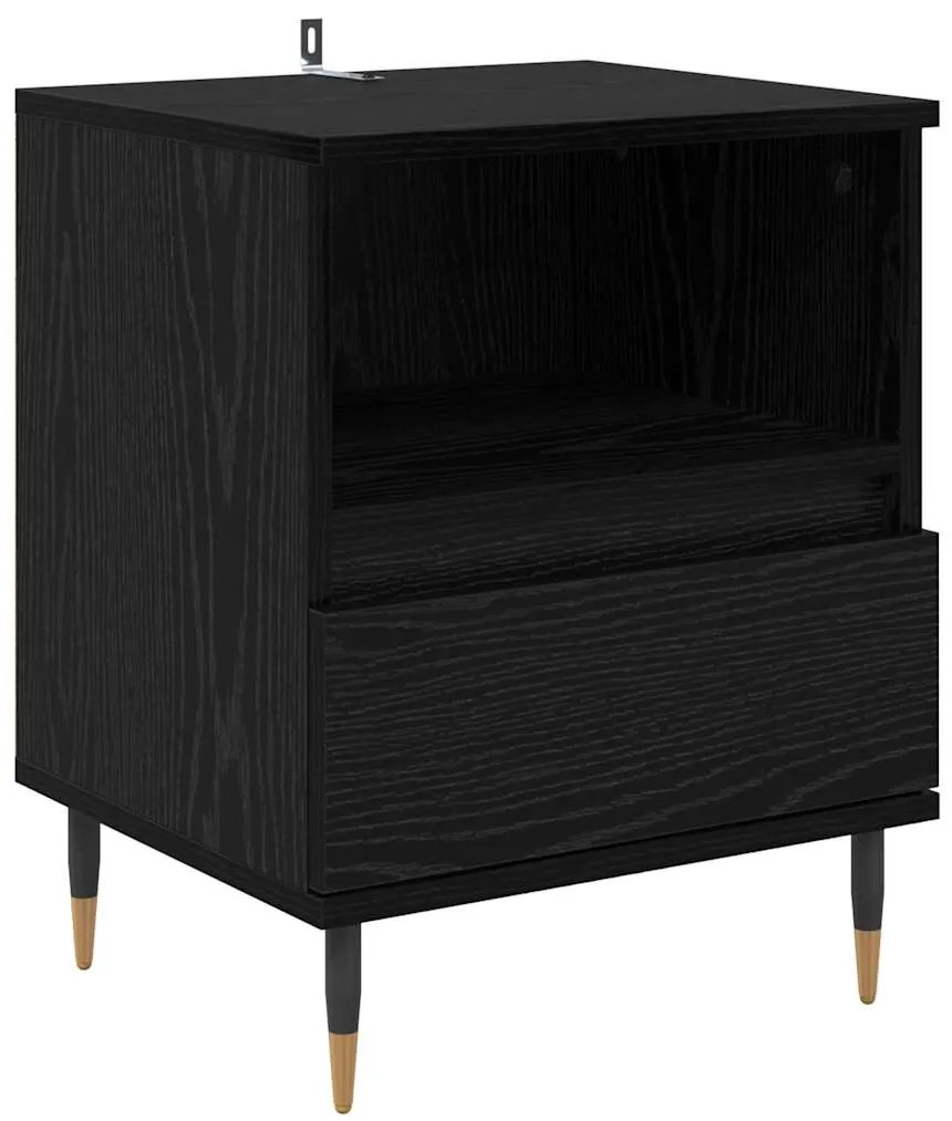 vidaXL Κομοδίνο 2 pcs Μαύρη Οξυά 40 x 35 x 50 εκ. Επεξεργασμένο ξύλο