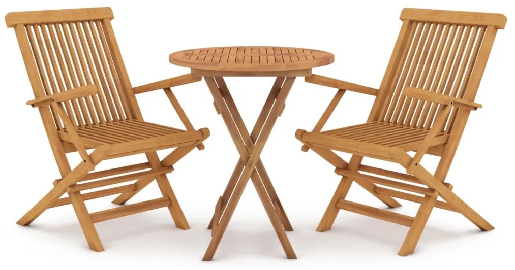 vidaXL Σετ Τραπεζαρίας Κήπου 3 Τεμαχίων από Μασίφ Ξύλο Teak