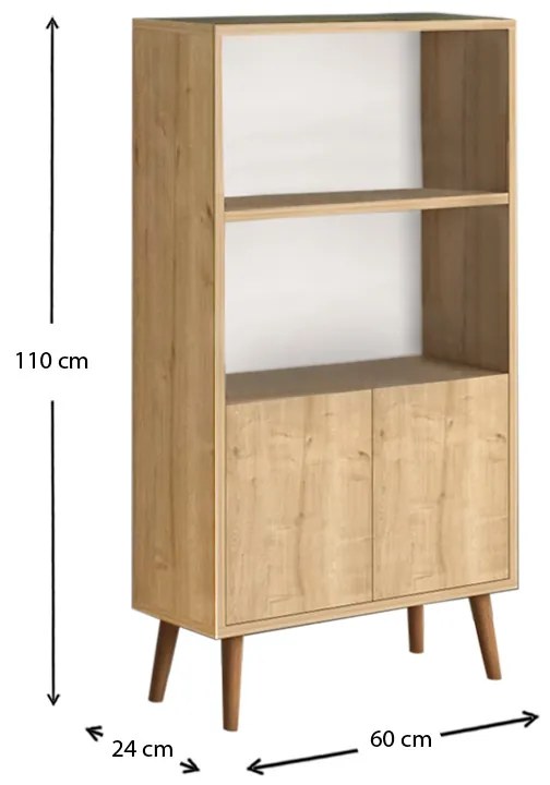 ΒΙΒΛΙΟΘΗΚΗ ΜΕΛΑΜΙΝΗΣ CUBE MEGAPAP ΧΡΩΜΑ OAK 60X24X110ΕΚ.