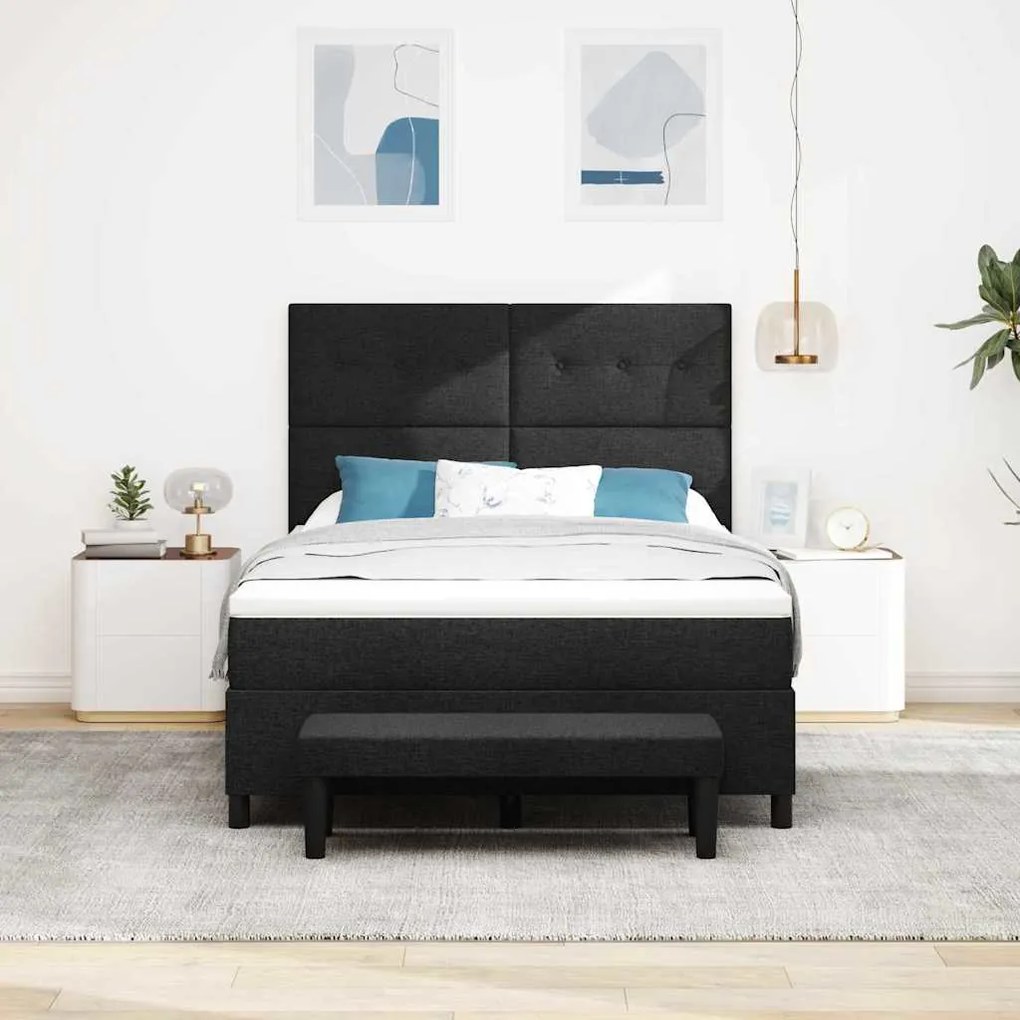 vidaXL Κρεβάτι με ελατήρια με στρώμα Μαύρο 140 x 200 cm ύφασμα