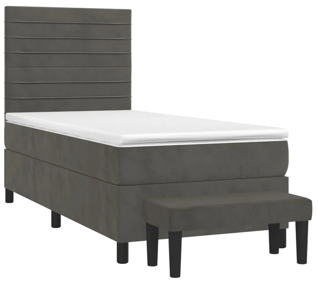 ΚΡΕΒΑΤΙ BOXSPRING ΜΕ ΣΤΡΩΜΑ ΣΚΟΥΡΟ ΓΚΡΙ 90X200 ΕΚ. ΒΕΛΟΥΔΙΝΟ 3137882