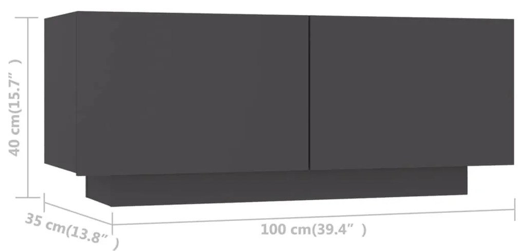 Έπιπλο Τηλεόρασης Γκρι 100 x 35 x 40 εκ. από Μοριοσανίδα - Γκρι