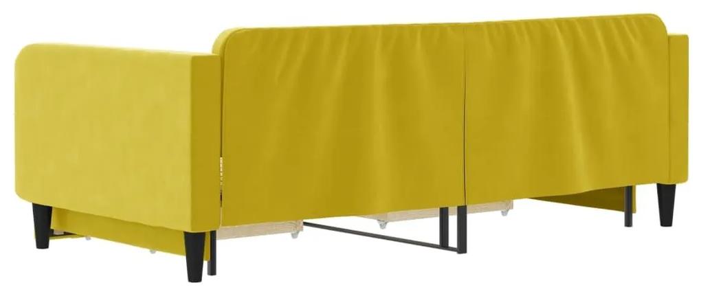 Καναπές Κρεβάτι Συρόμεν. Κίτρινος 100x200εκ Βελούδινος Συρτάρια - Κίτρινο
