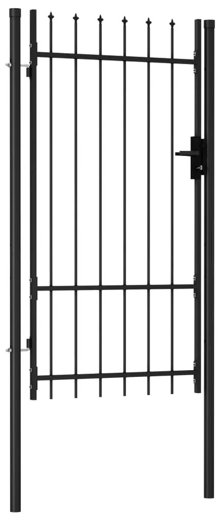 vidaXL Καγκελόπορτα Μονή με Ακίδες Μαύρη 1 x 1,75 μ. Ατσάλινη