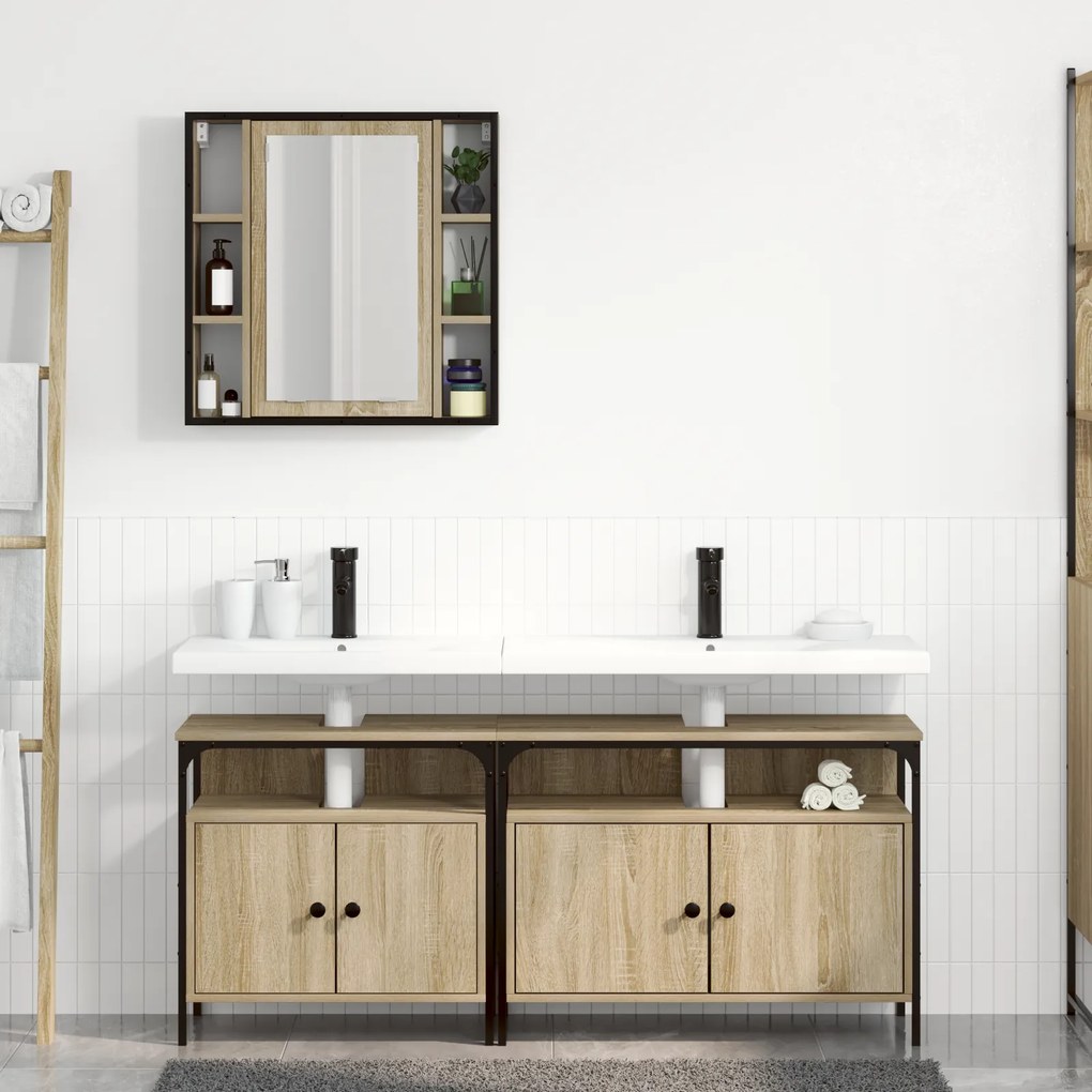 vidaXL Σετ Ντουλαπιών Μπάνιου 3 pcs Sonoma Δρυς 80 x 30 x 60 cm