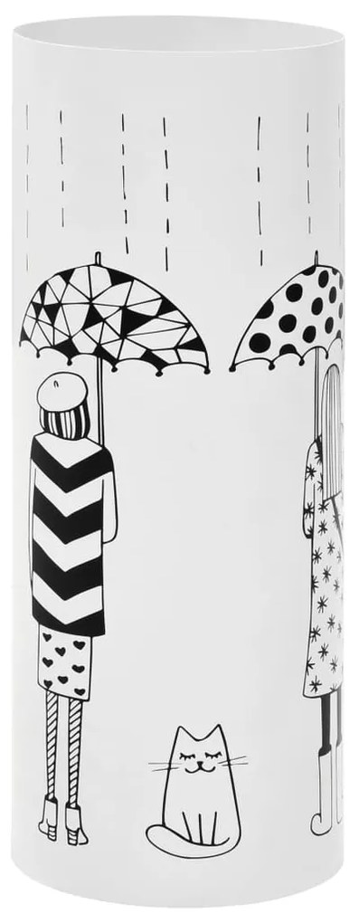 vidaXL Ομπρελοθήκη με Σχέδιο Γυναίκες Λευκή Ατσάλινη