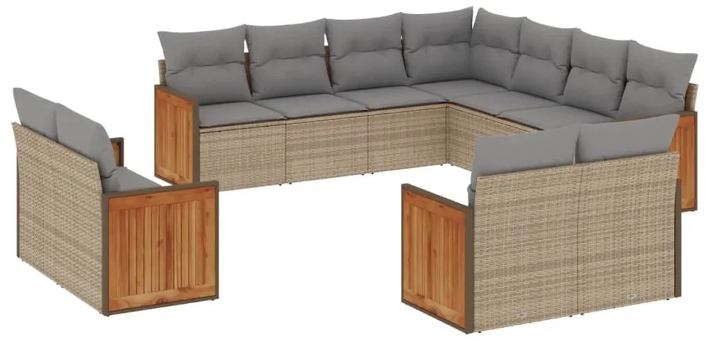 vidaXL Σαλόνι Κήπου Σετ 11 τεμ. Μπεζ Συνθετικό Ρατάν με Μαξιλάρια