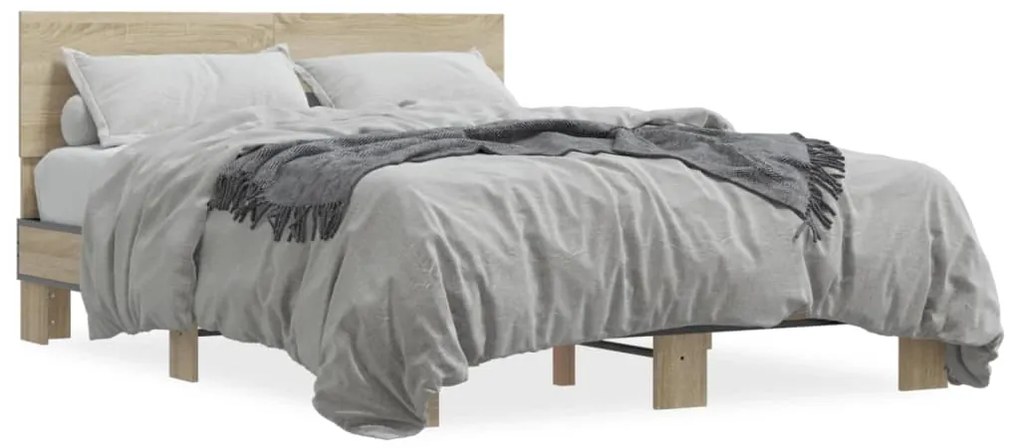 vidaXL Πλαίσιο Κρεβατιού Sonoma Δρυς 120x200 εκ. Επεξ. Ξύλο &amp; Μέταλλο