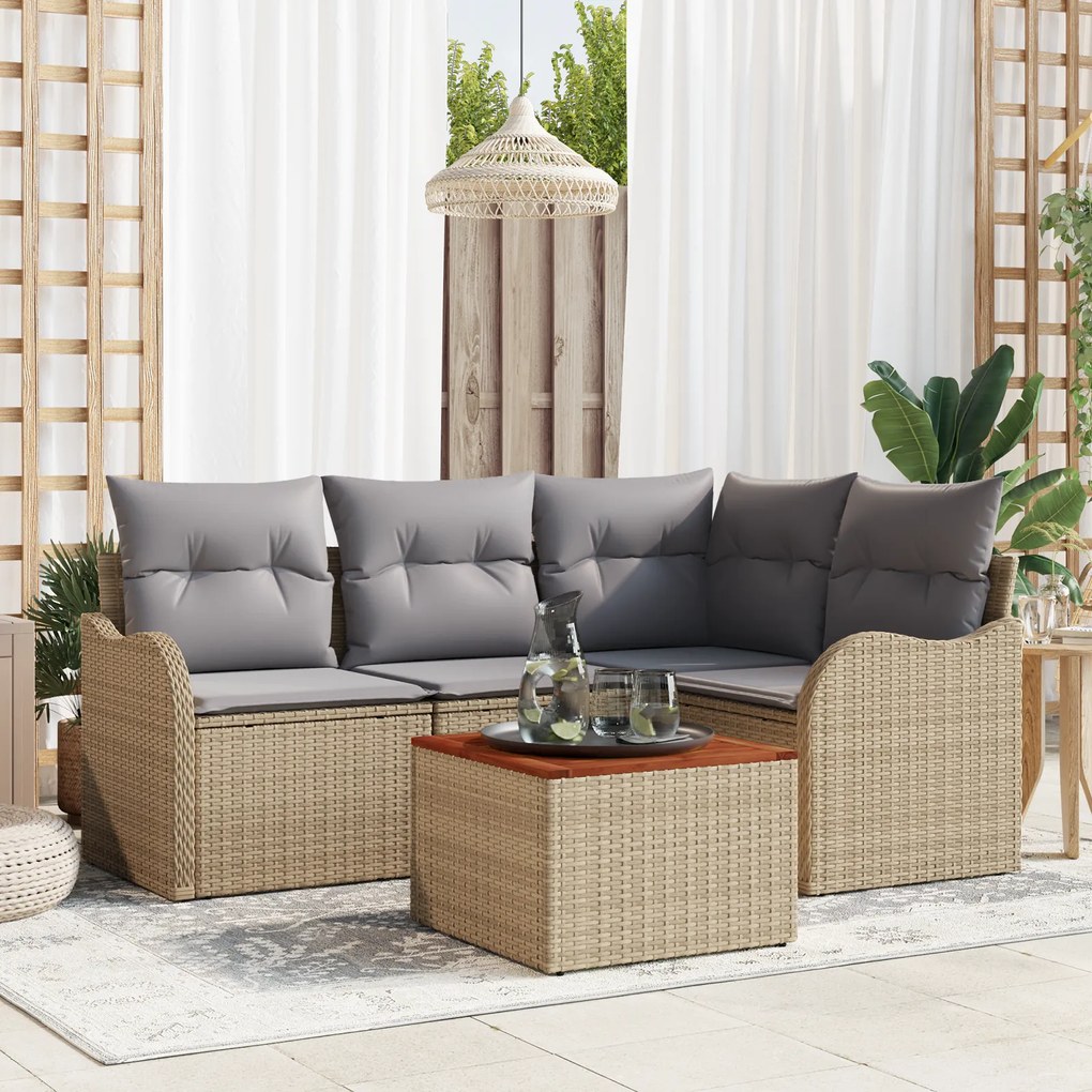 vidaXL Σετ Καναπέδων Κήπου 5 pcs Beige, ανοιχτό γκρι