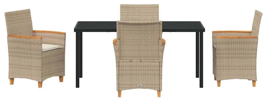 vidaXL Σέτ φαγητού για κήπο 5 pcs Μπεζ συνθετικό ρατάν