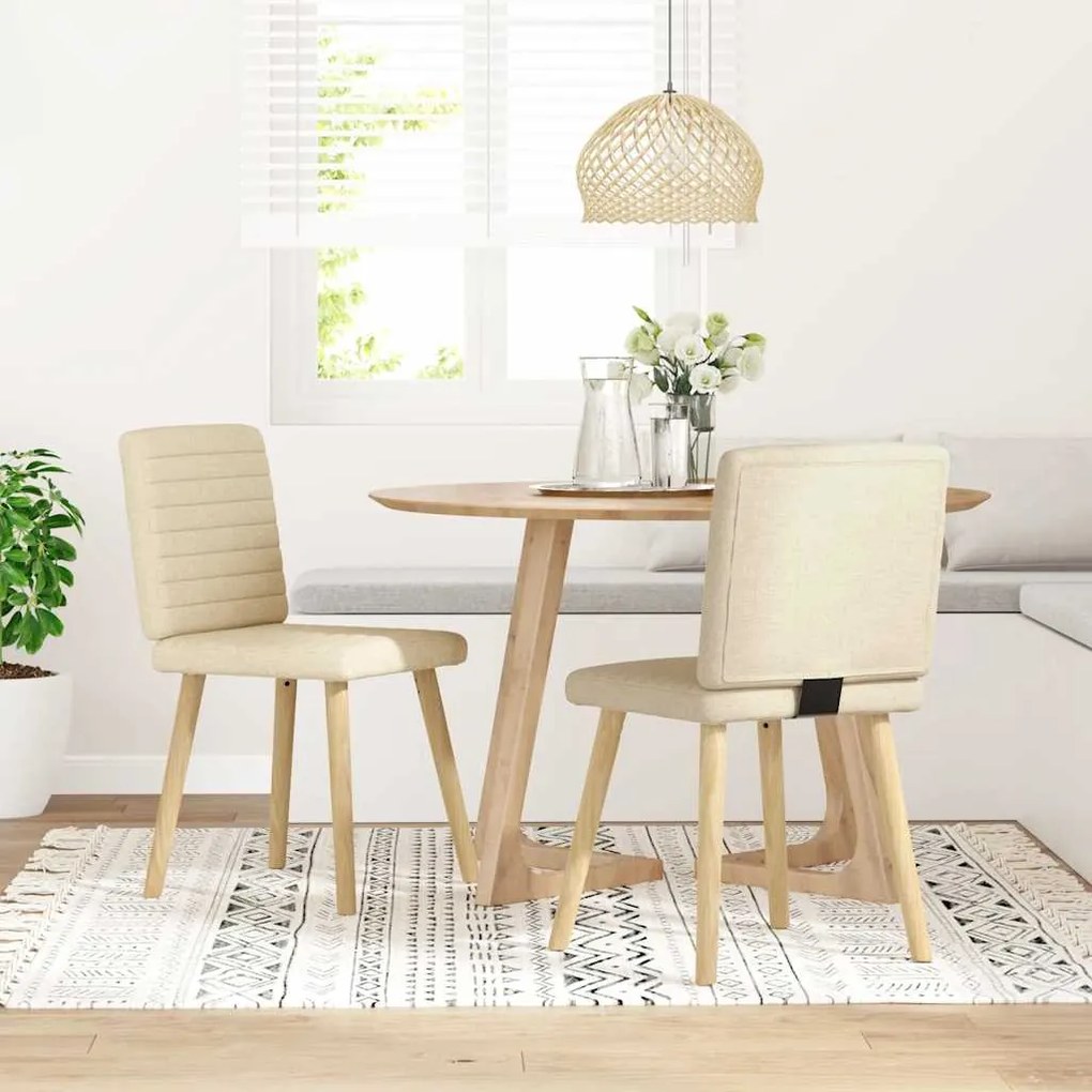 vidaXL Καρέκλες Τραπεζαρίας 2 τεμ. Κρεμ Υφασμάτινες