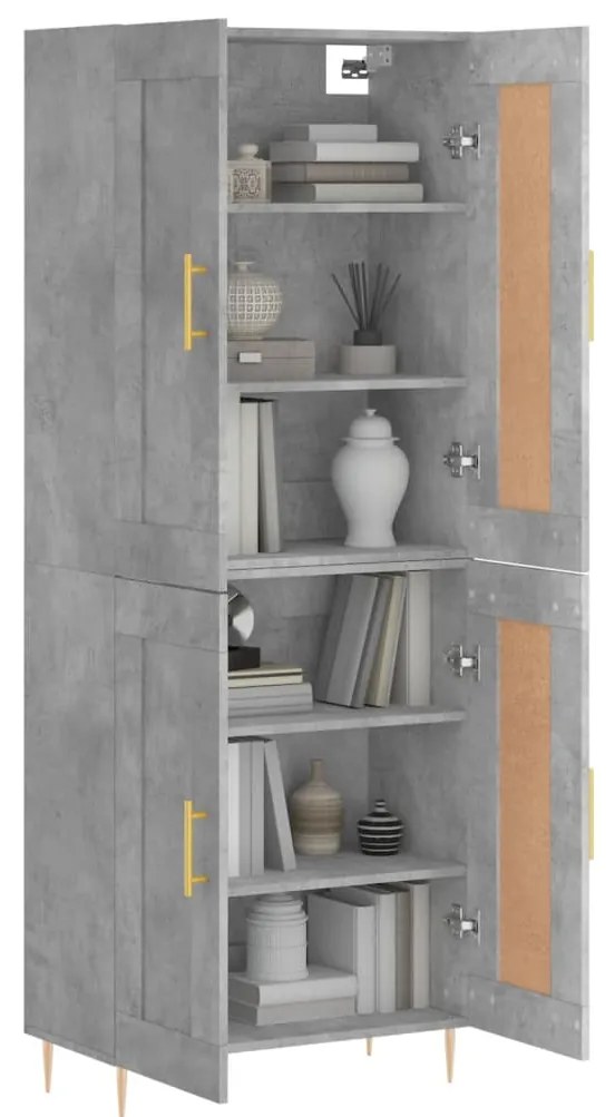 vidaXL Ντουλάπι Γκρι Σκυροδέματος 69,5x34x180 εκ. Επεξεργασμένο Ξύλο