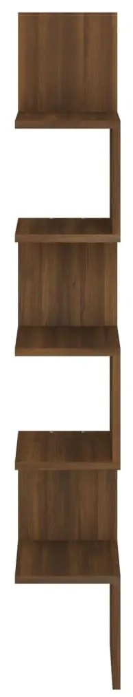 vidaXL Γωνιακή Ραφιέρα Τοίχου Καφέ Δρυς 20x20x127,5 εκ. Επεξεργ. Ξύλο