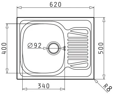 Νεροχύτης Pyramis Sparta 1B 1D-62X50-λείο