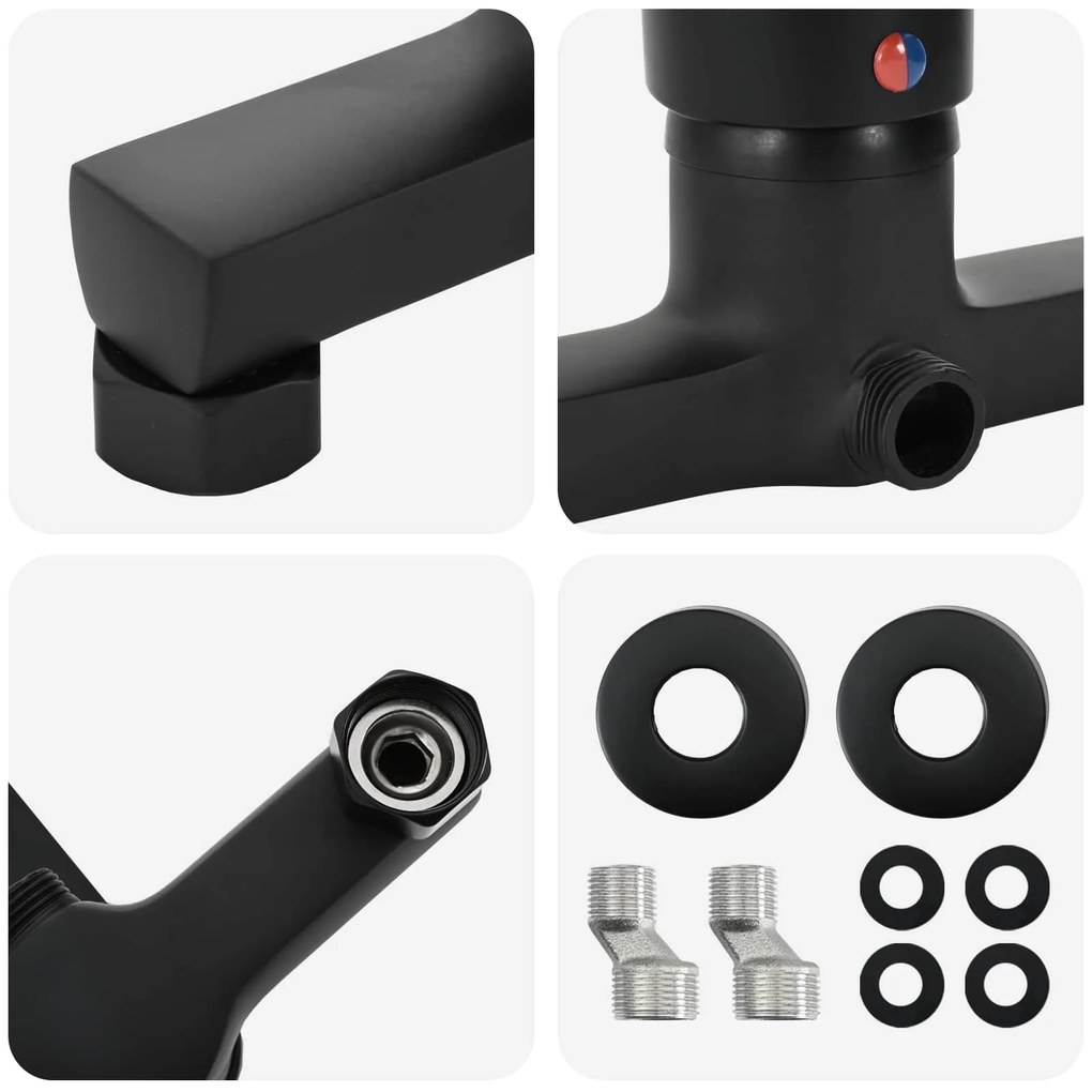 vidaXL Μίξερ ντους Μαύρο G 1 / 2 ίντσες Ορείχαλκος