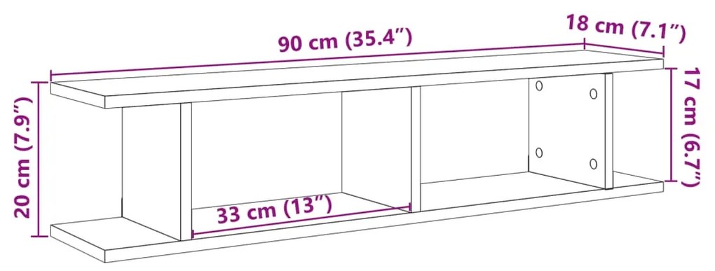 ΡΑΦΙΑ ΤΟΙΧΟΥ ΚΥΒΟΙ 2 ΤΕΜ. ΑΡΤΙΣΙΑΝΗ ΔΡΥΣ 90X18X20 ΕΚ ΕΠΕΞ. ΞΥΛΟ 856601