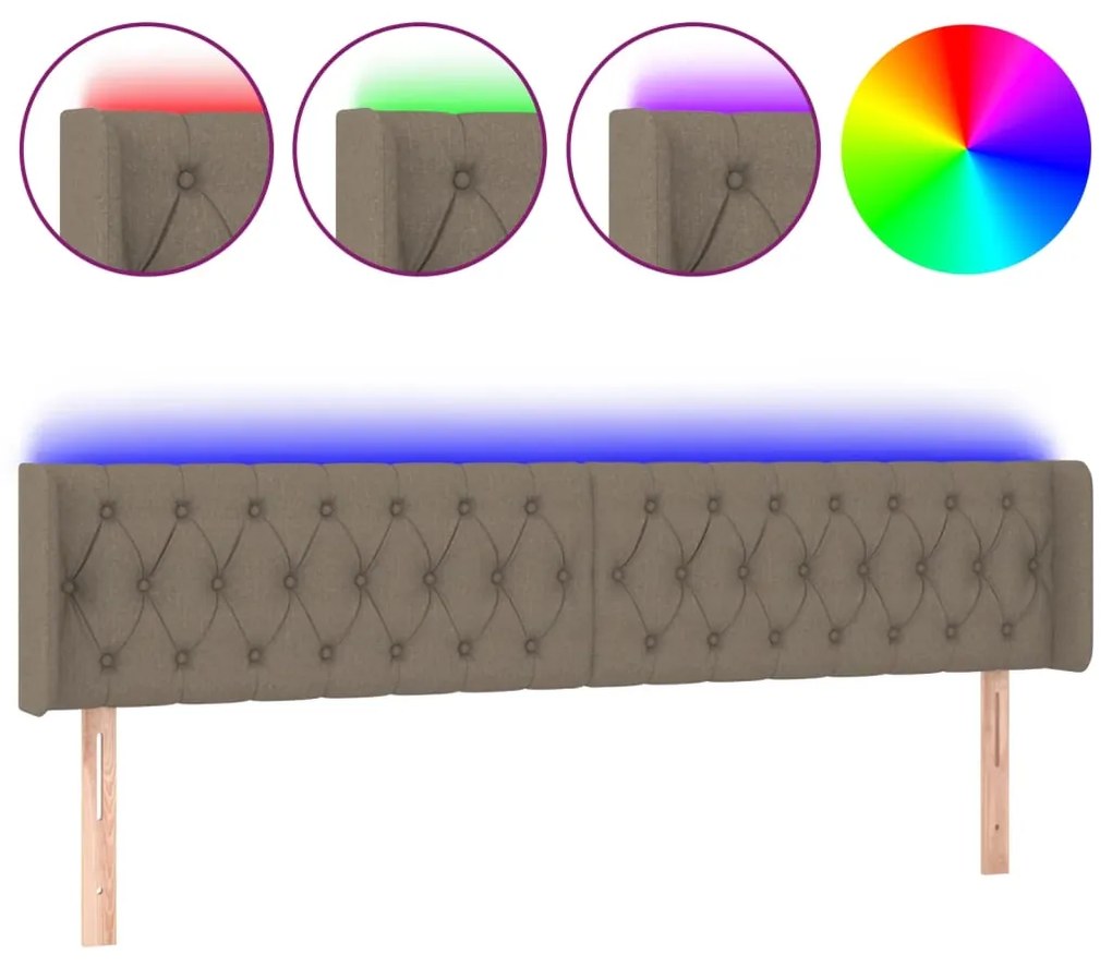vidaXL Κεφαλάρι Κρεβατιού LED Taupe 183x16x78/88 εκ. Υφασμάτινο