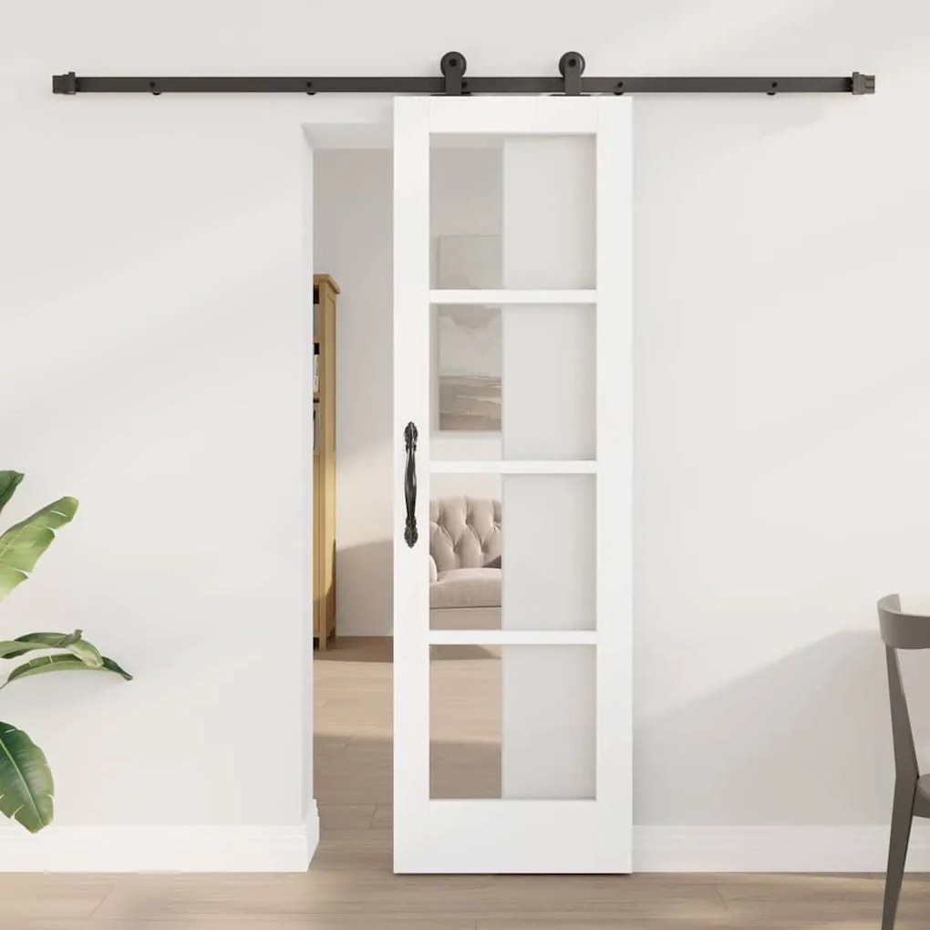 vidaXL Συρόμενη Πόρτα Λευκό 61 x 198.5 εκ. Ξύλο και μέταλλο