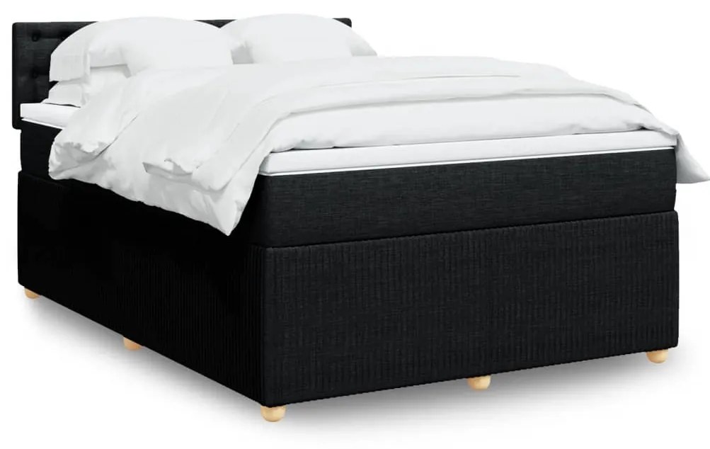 vidaXL Κρεβάτι Boxspring με Στρώμα Μαύρο 140x190 εκ. Υφασμάτινο